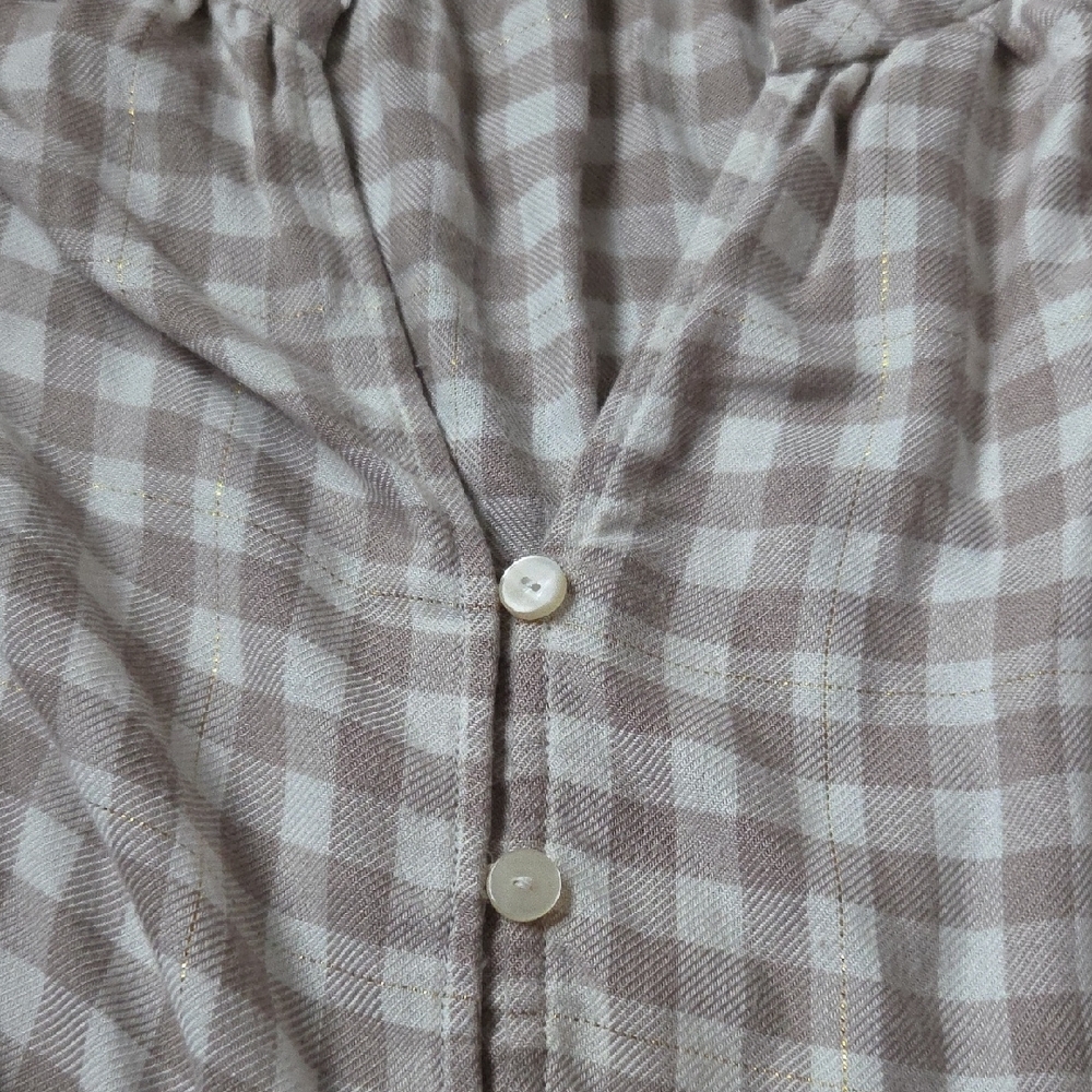 $5/$25- LOFT Beige Plaid Blouse - Picture 5 of 6